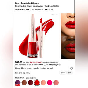 NEW Fenty Beauty by Rihanna Stunna Lip Paint Longwear Fluid Color matte lipstick